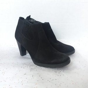 Paul Green Black Suede Chelsea Platform Stacked Heel - 7 M Pull on Germany